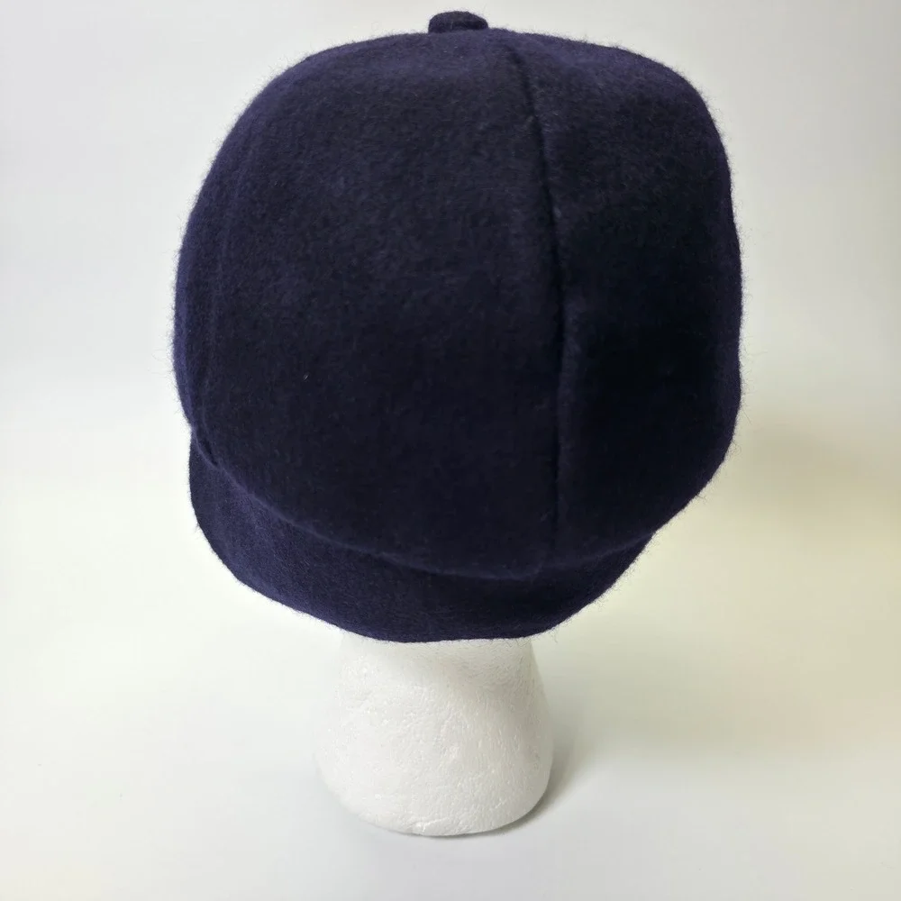 Vintage Boys Winter Hat Blue Wool Quilted Lining Ear Flap Cap Classic Warm Retro